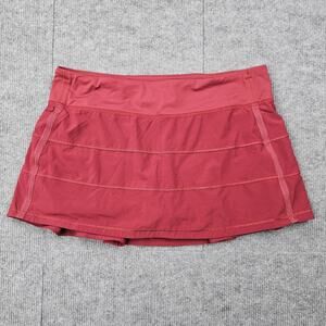 Lululemon Pace Rival Skirt Womens 10 Red Athletic Tennis Preppy Lined Athleisure